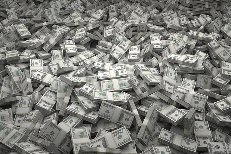 Cash stack showing millions of dollars